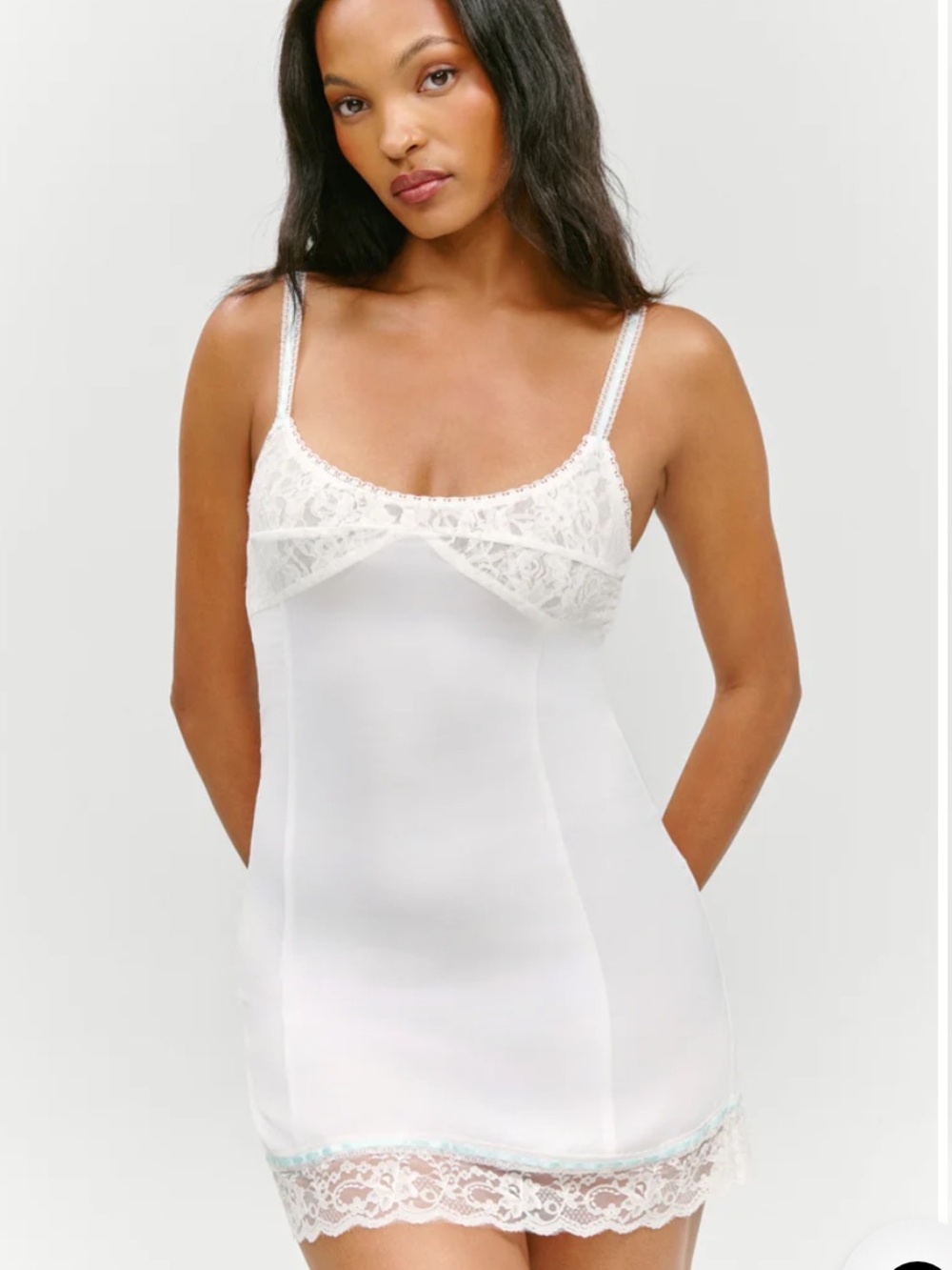 NWOT Frankie’s bikinis white satin mini dress